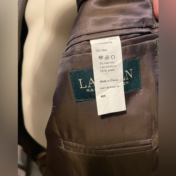 LAUREN RALPH LAUREN Multi Brown Houndstooth BLAZER SUIT COAT JACKET 46R - Picture 7 of 16